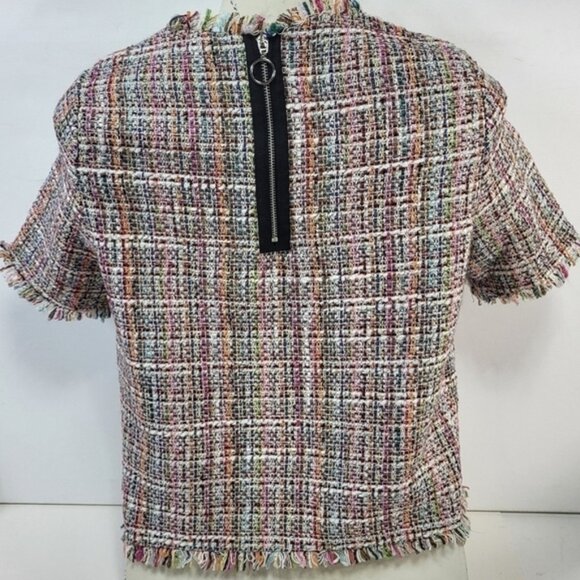 Zara Knit Multi Coloured Short Sleeve Blouse - Picture 5 of 7